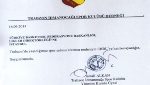 Trabzon'da yaşanan salon sıkıntısı nedeniyle İdmanocağı EBBL'ye katılamadı
